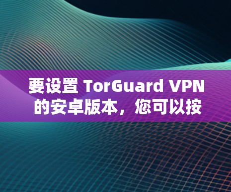 要设置 TorGuard VPN 的安卓版本，您可以按照以下步骤进行