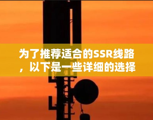 为了推荐适合的SSR线路,以下是一些详细的选择建议,涵盖手机、电脑、服务器等多个领域 为了推荐适合的SSR线路,以下是一些详细的选择建议,涵盖手机、电脑、服务器等多个领域
